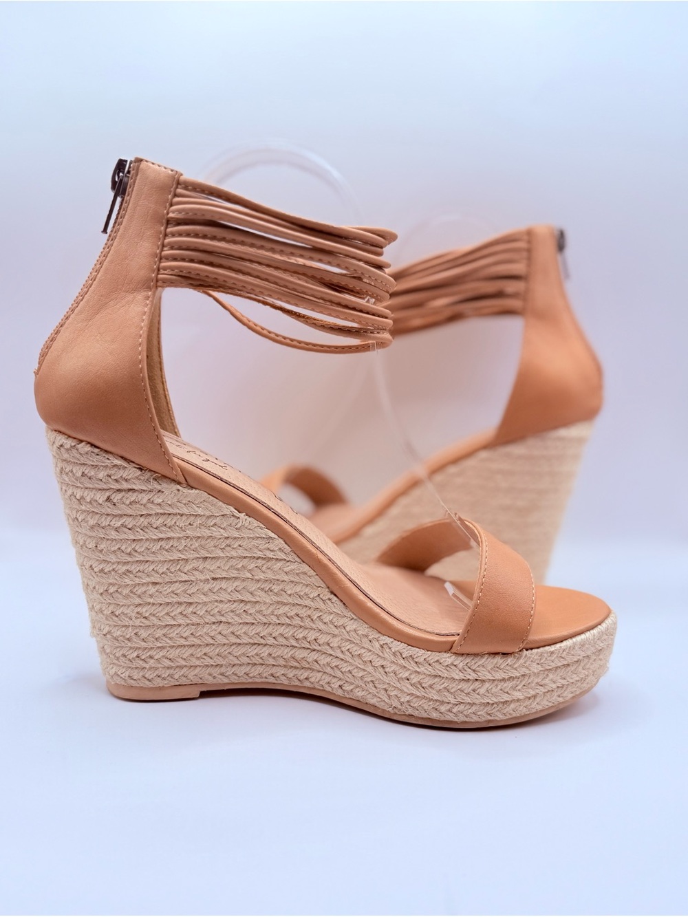 Altar’d State tan leather espadrille wedge sandals,